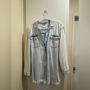 River Island Oversized Denim Shacket | Light Wash | Size S